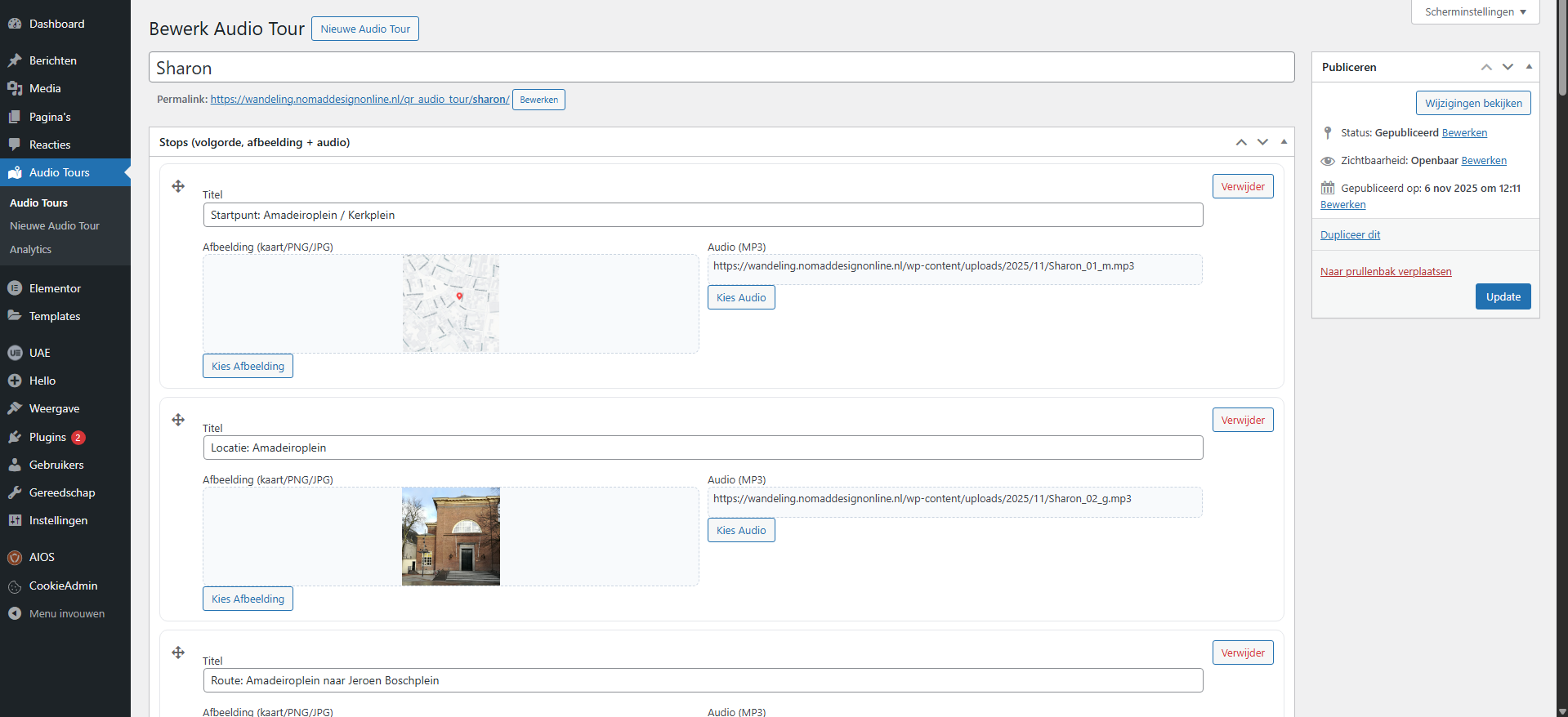 WordPress audio tour tool